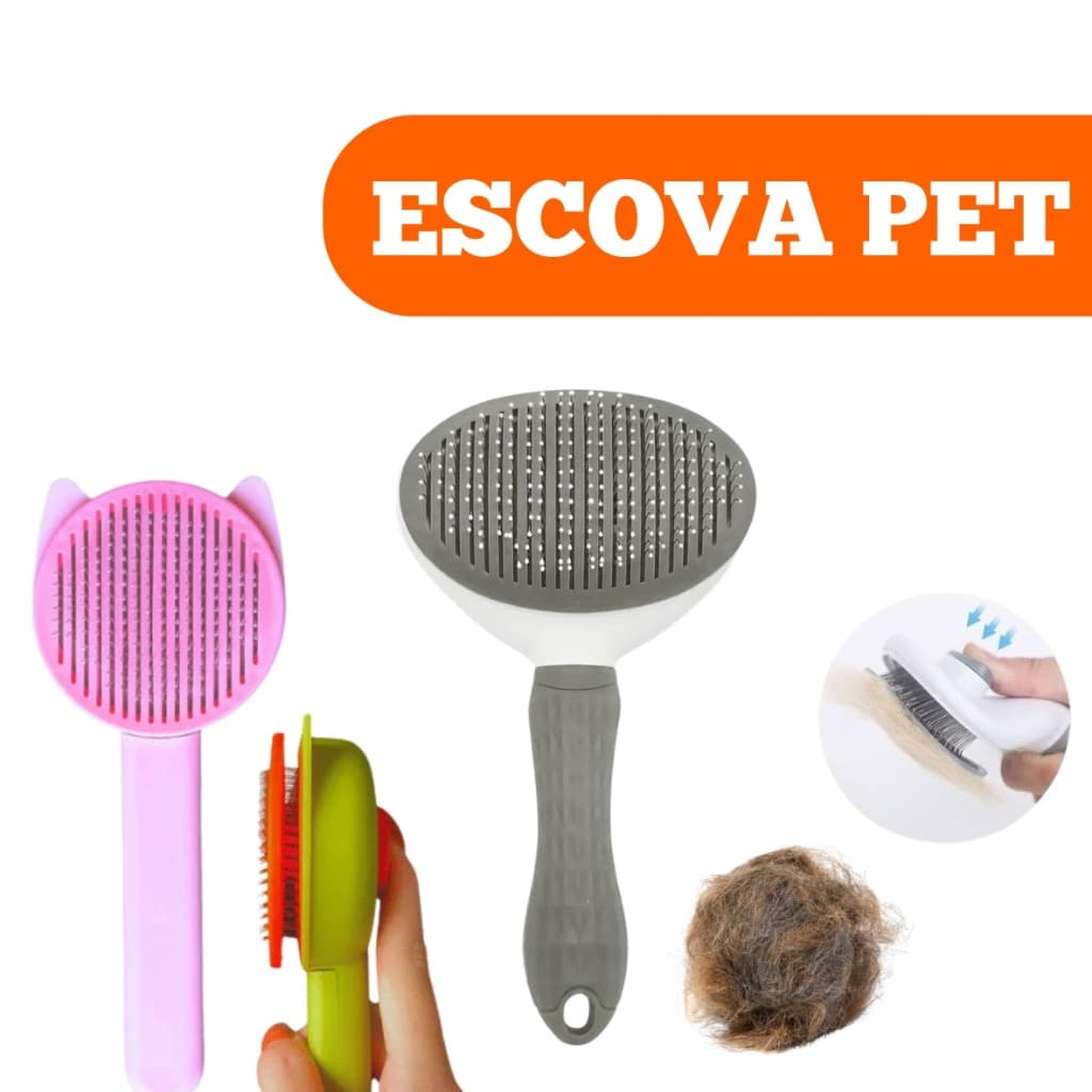 Escova Rasqueadeira Removedor de Pelos para cachorro e gato