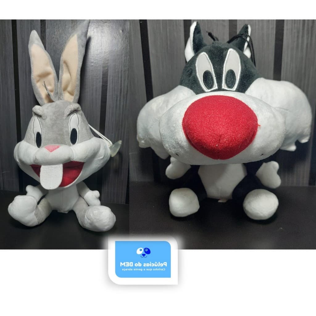 Frajola ou Pernalonga de pelúcia - tamanho pequeno/médio - com ventosa - presente criança infantil