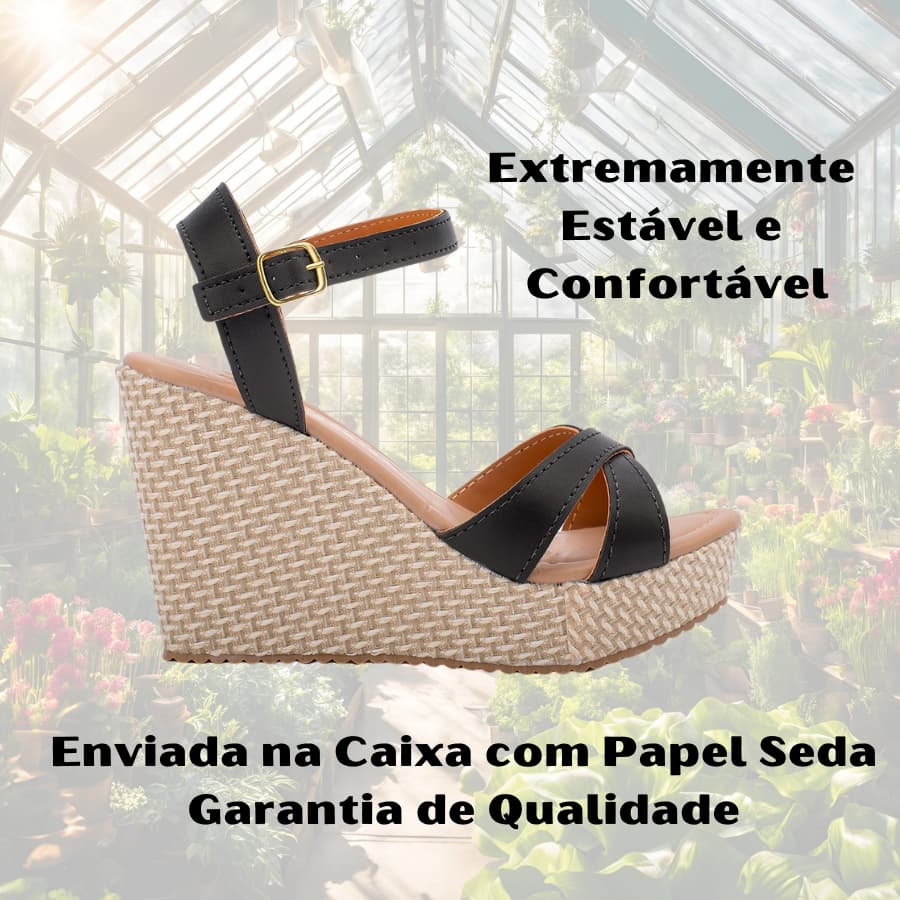 TOP Sandália Anabela Plataforma Modelo Blogueira Fivela Original
