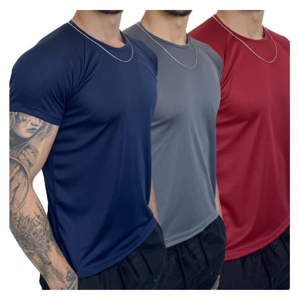 Kit 3 Camisas Dry Fit Academia Camiseta Musculação Treino Masculina