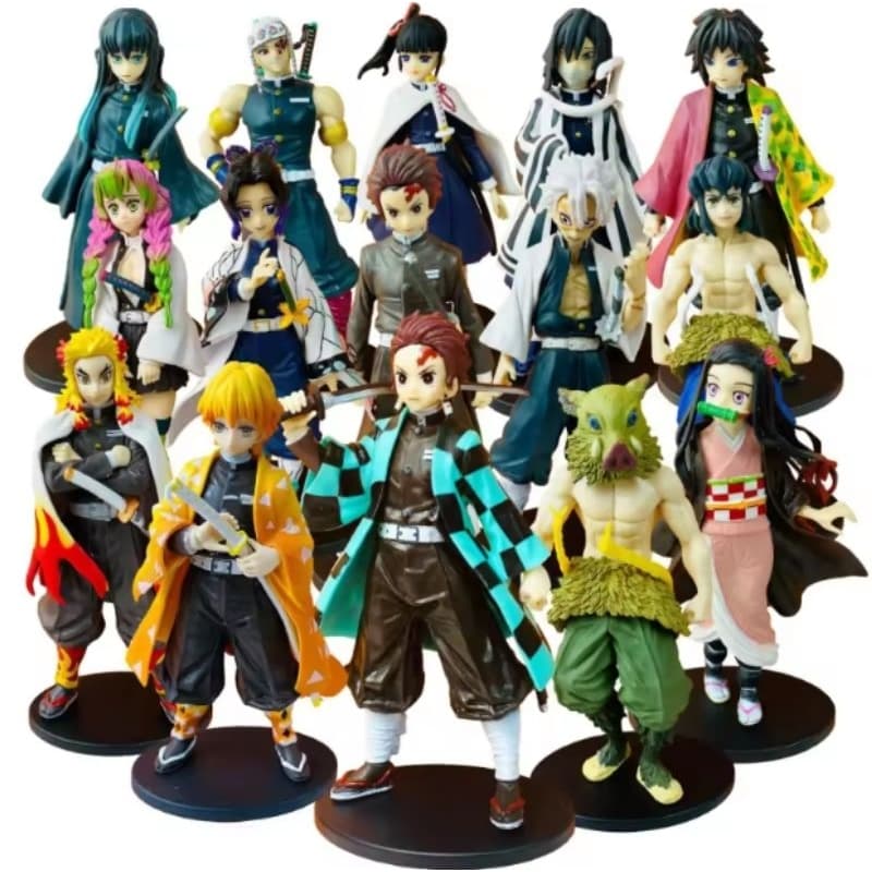 Action Figure Nezuko Tanjiro Inosuke Mitsuri Rengoku Akaza Shinobu Giyuu Zenitsu Demon Slayer