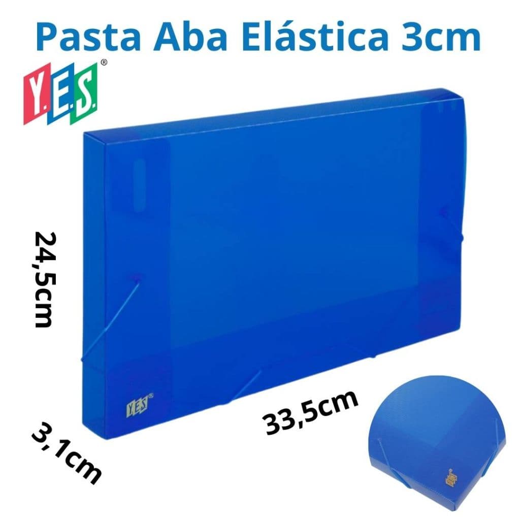 Pasta Aba Elástica YES 3cm tamanho Ofício transparente com elástico de silicone CX030S