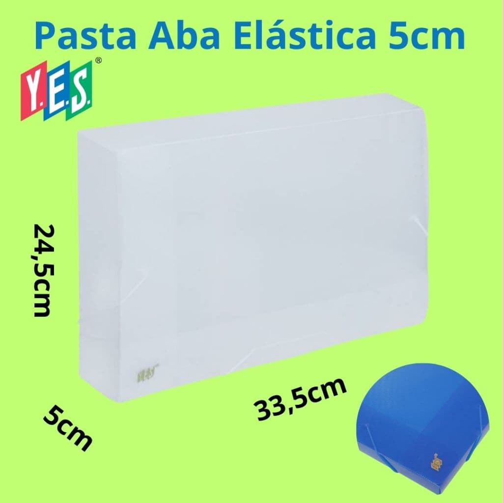 Pasta Aba Elástica YES 5cm tamanho Ofício transparente com elástico de silicone CX050S