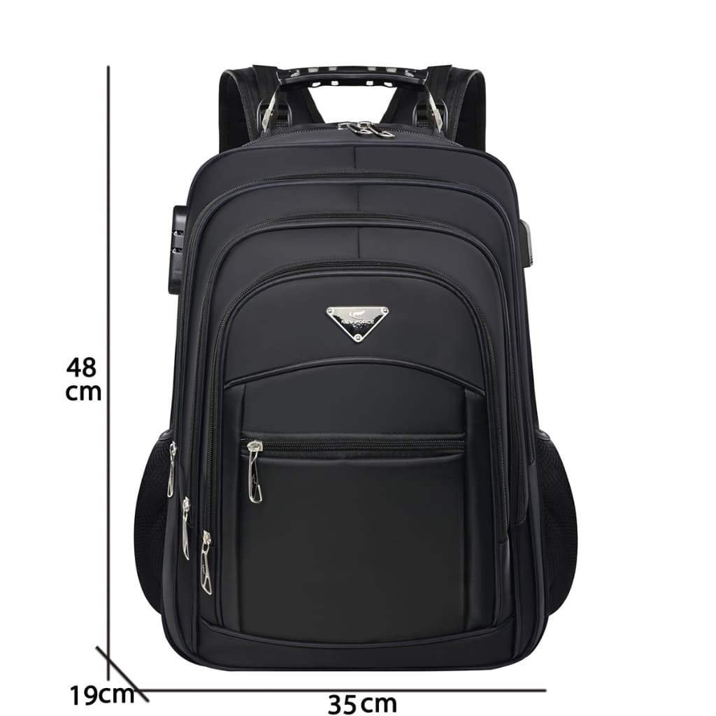 B21419 Mochila Cabo de Aço Grande Impermeável Reforçada Notebook Cadeado Entrada de Fone e Usb
