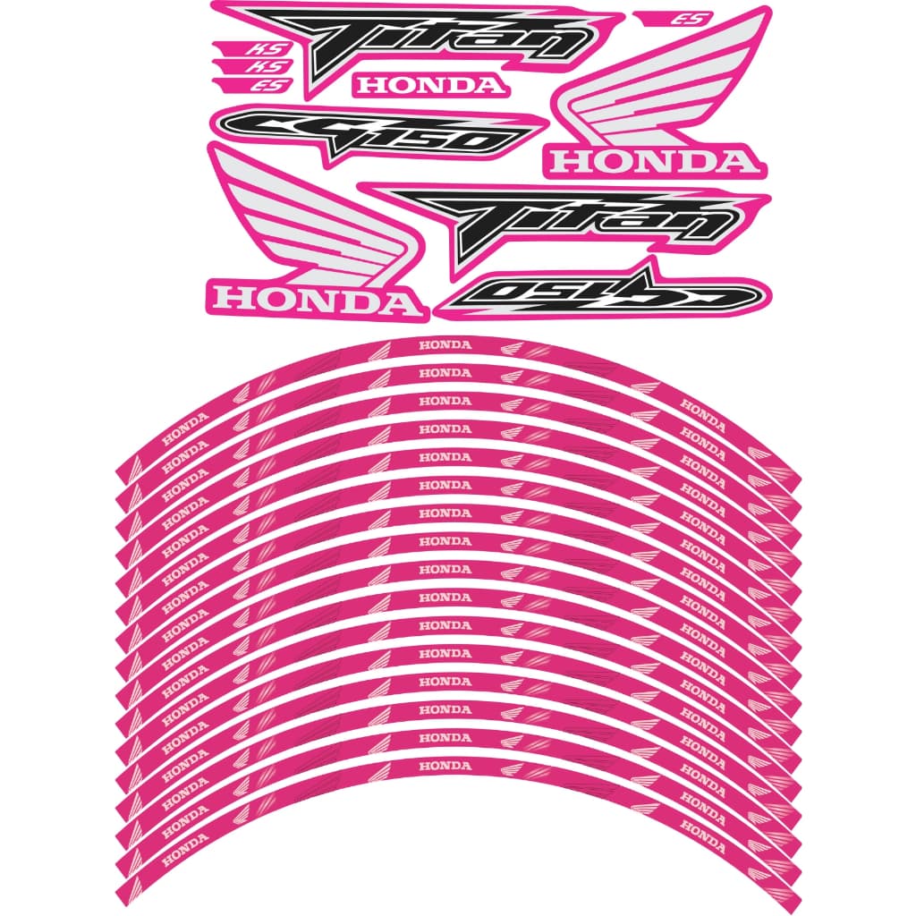 Kit CG Titan 150 ROSA Refletivo Completo - Carenagens + Rodas