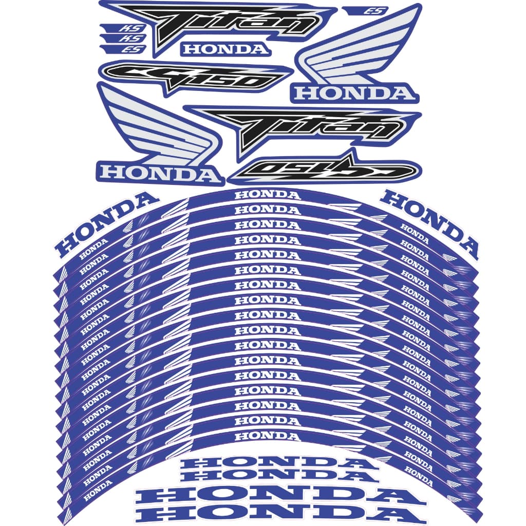 Kit CG Titan 150 AZUL Refletivo Completo - Carenagens + Rodas