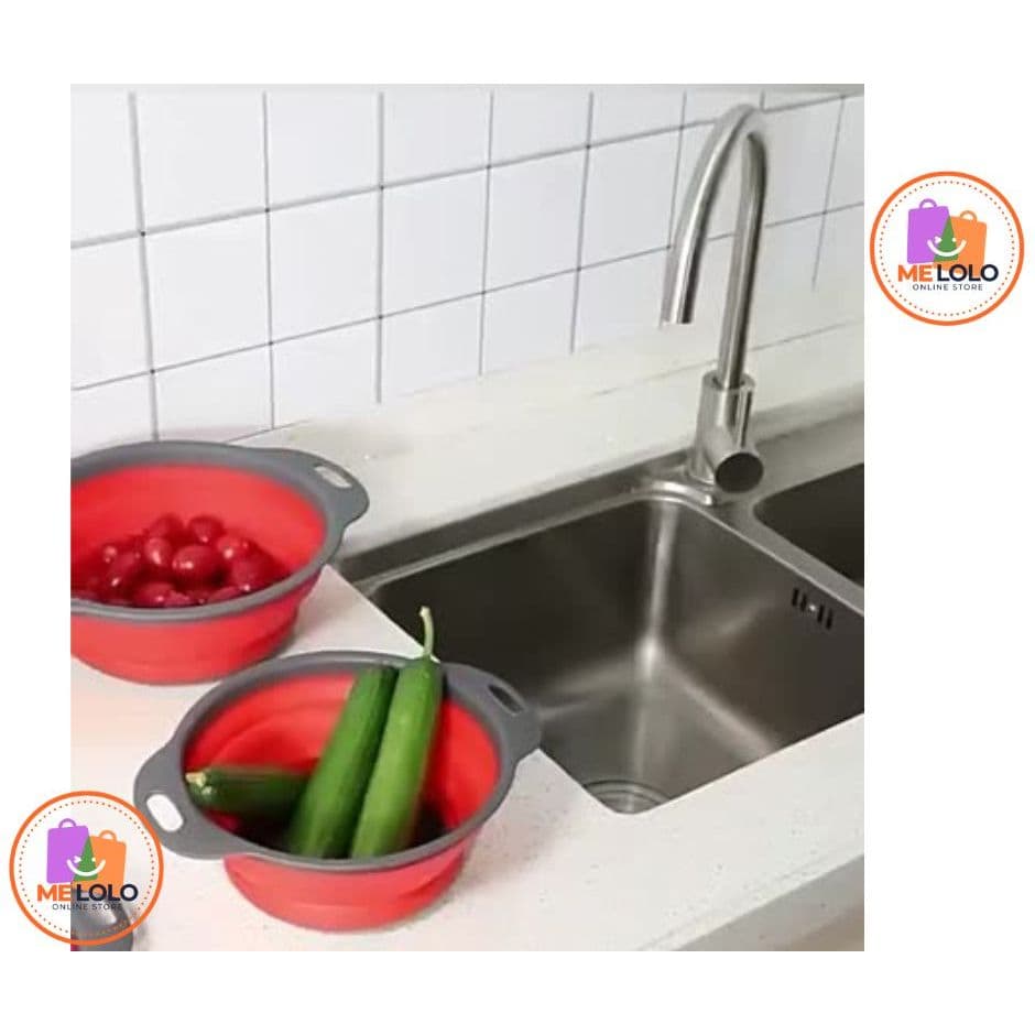 Escorredor de Silicone 24cm Redondo Dobrável Para Macarrão Massas Legumes Verduras Moderno e C