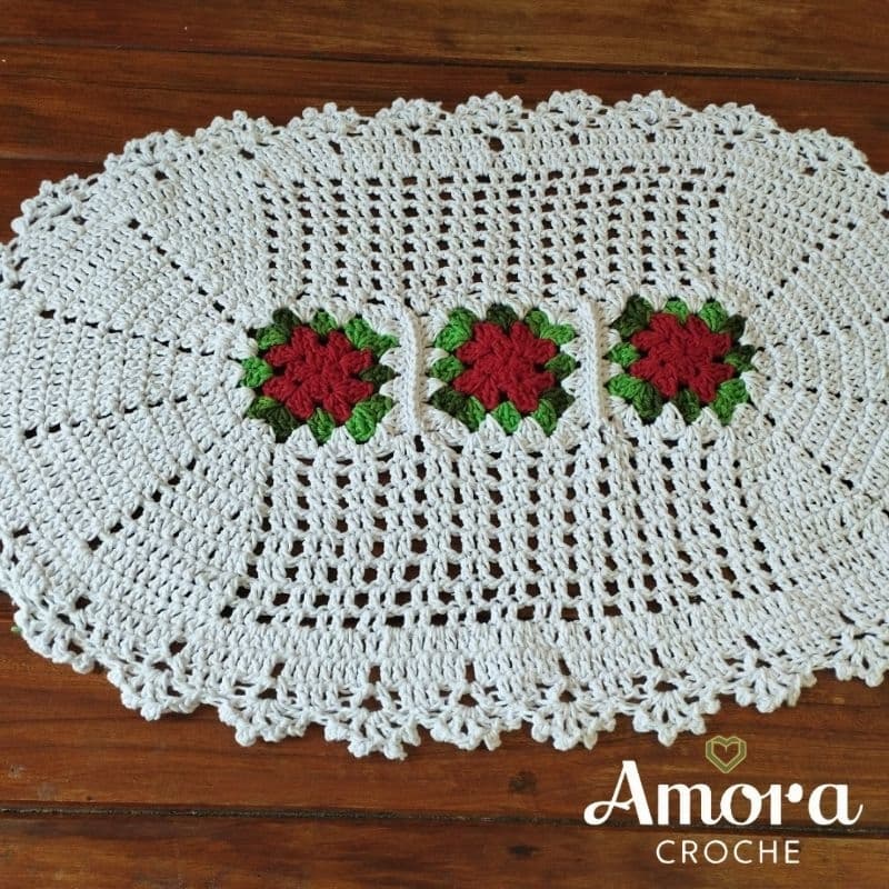 Tapete de Crochê - Tapete Oval Floral - Tapete Diversas Cores - Decoração - Enxoval - Oferta