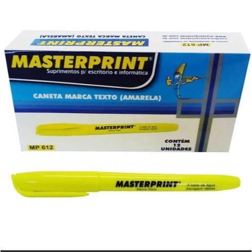 Kit 12 Marca Texto Neon Amarelo Masterprint - Grifa Texto