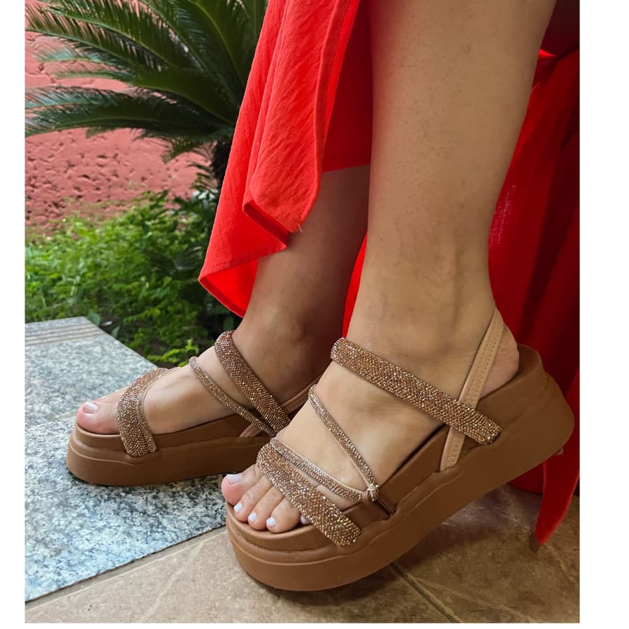 Papete Sandália Feminina Elastico Plataforma Alta confortável Strass Cobrinha Brilho Branca Birken