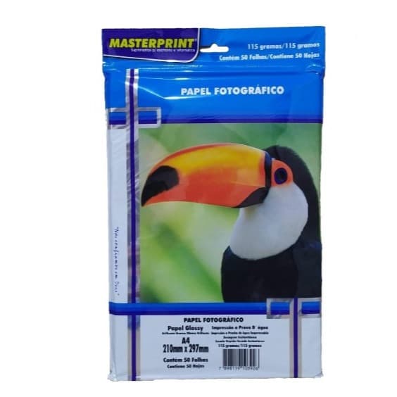 Papel fotográfico 115g 50 folhas Glossy Impressão a prova D’água A4 210mm X 297mm