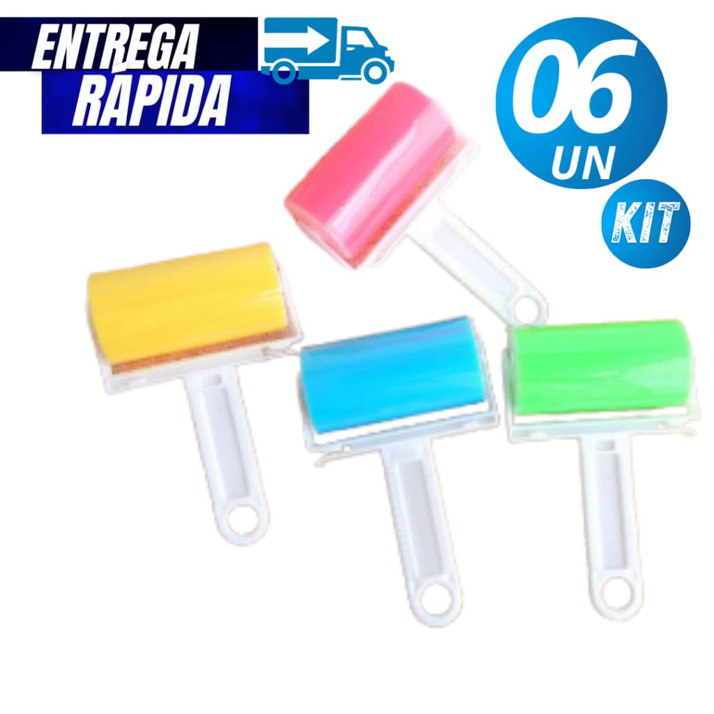 Kit 06/04/03/02  Rolo Adesivo de Silicone Pegajoso Lavável Tira Pelos e Poeira colorido Praticidade