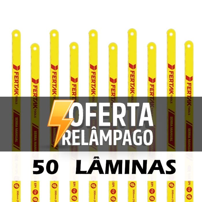 50 Lâminas de Arco de Serra 30cm (12 pol.) 18 ou 24 Dentes Fertak