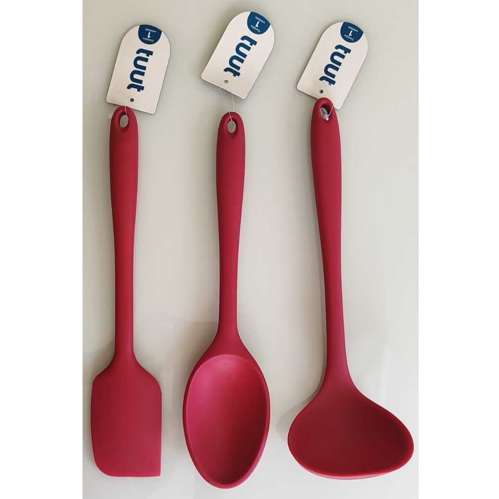 Kit Utensílios de Conzinha em Silicone 3 peças Colher Espatula e Concha