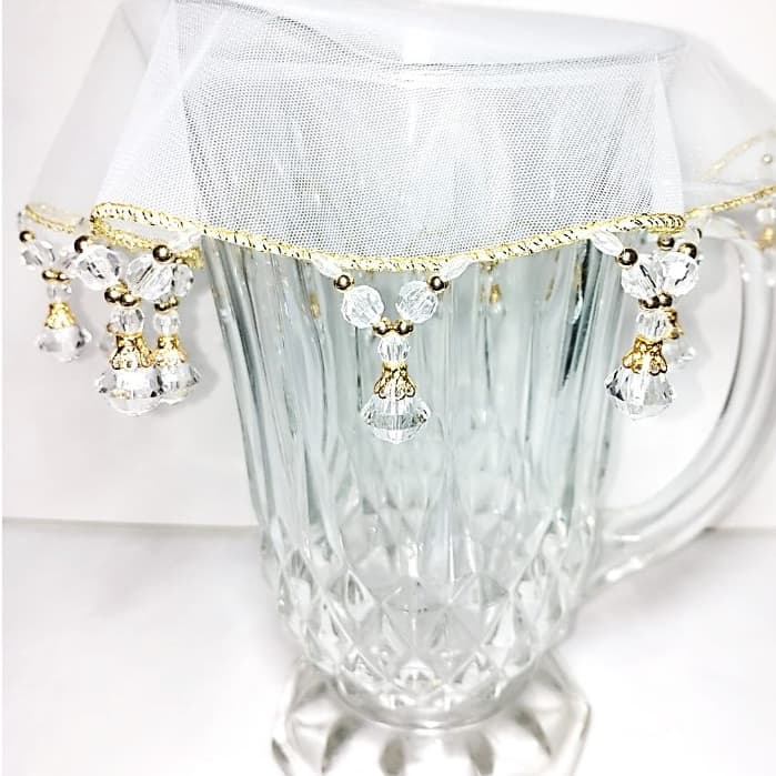 Cobre Jarra/Taça/Fruteira/Suco c/Pedrarias Protetor Bordado Cristal/Ouro Diamante p/Mesa posta DIAM02