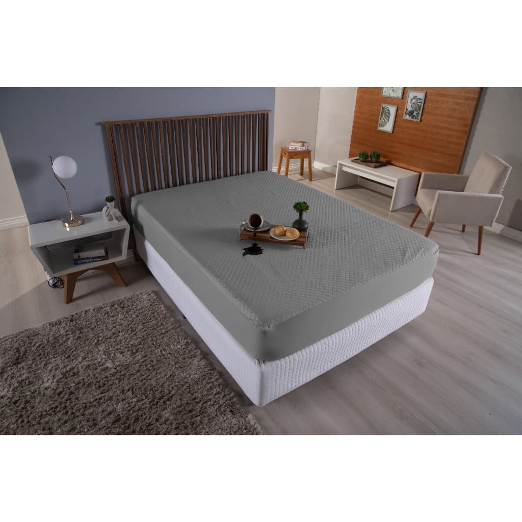 Protetor Colchão Impermeável Capa Super King CINZA 2,05X1,98X40