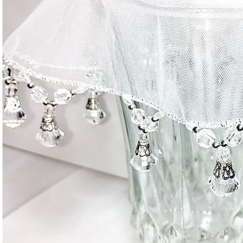 Cobre Jarra/Taça/Fruteira/Suco c/Pedrarias Protetor Bordado Cristal/Prata Diamante p/Mesa posta DIAM02