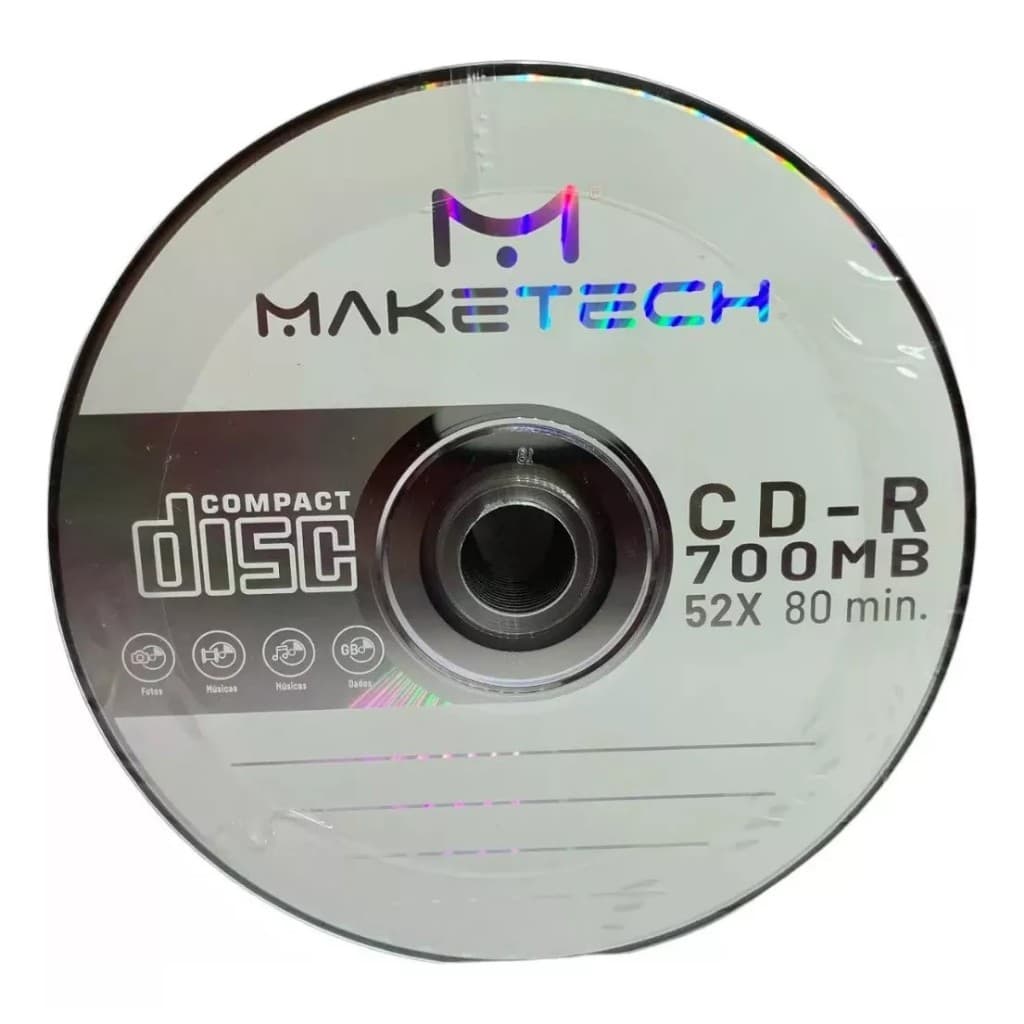 10 unidades de Mídia Virgem CD-R 52x 700mb 80min - Maketech
