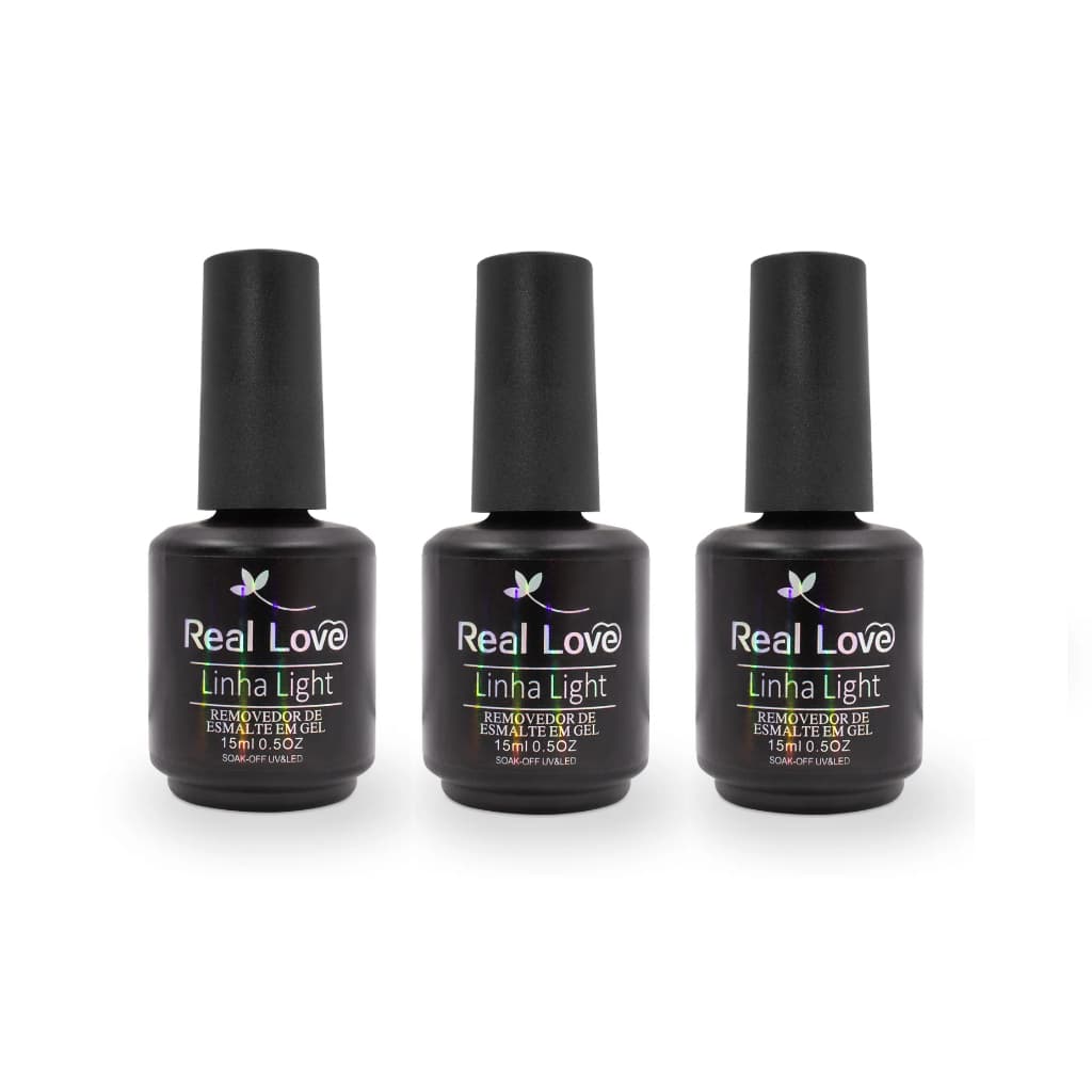 Kit com 3 Removedores De Esmalte Em Gel Real Love  -  15ml