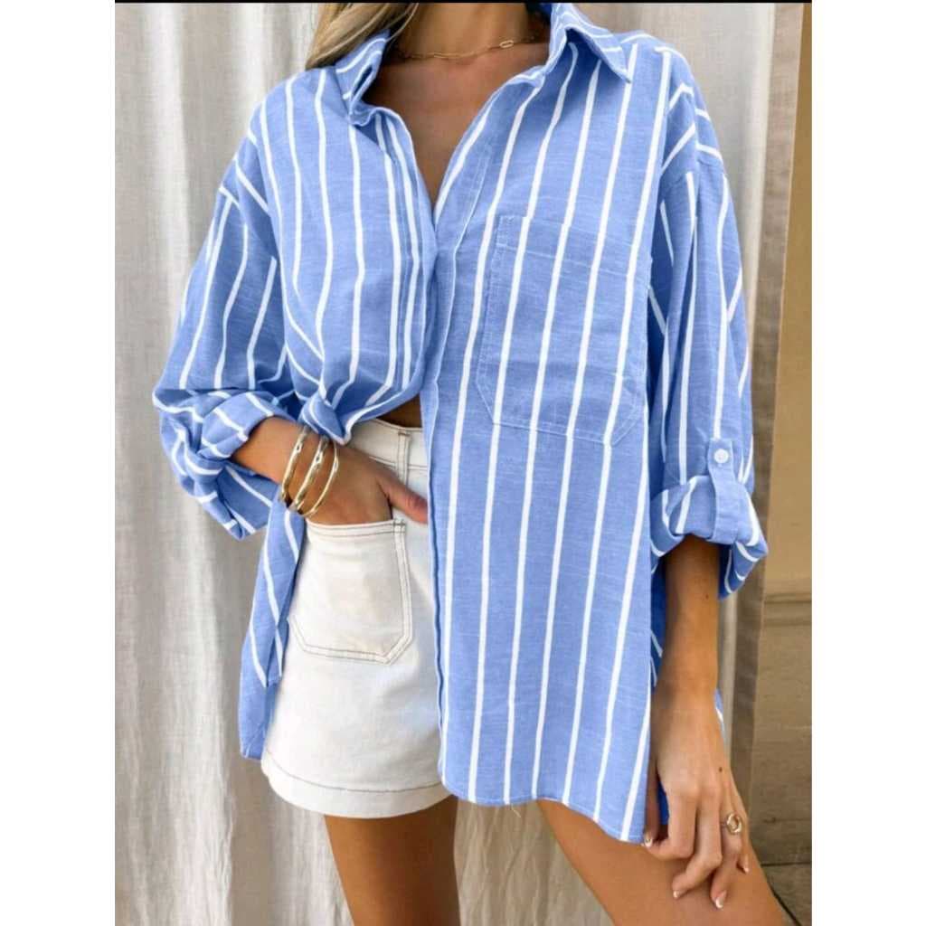 Camisa Casual Feminina Listras