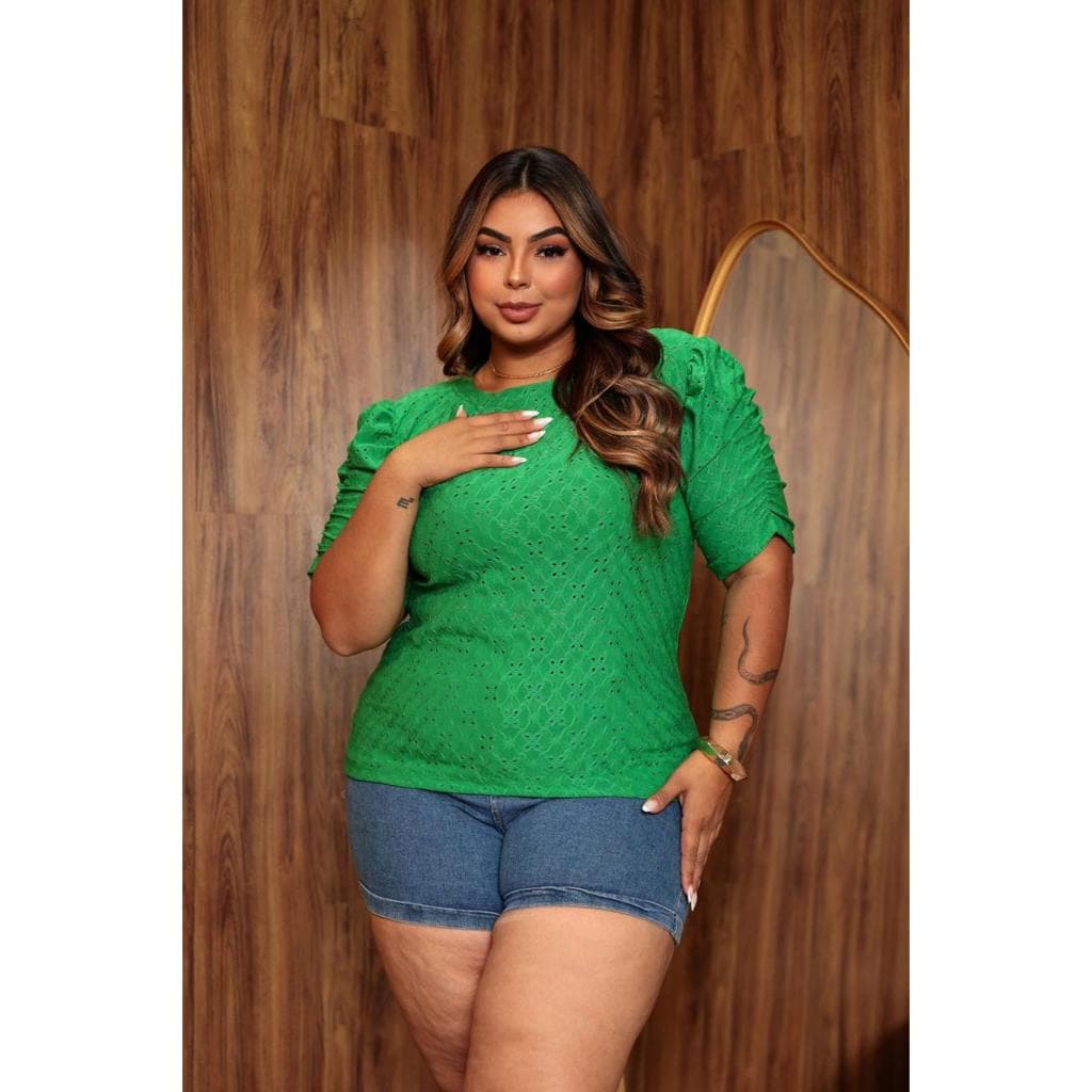 Blusa Manga Princesa  Plus sizeMalha Lesse Camisa Lasie  GG G1 G2