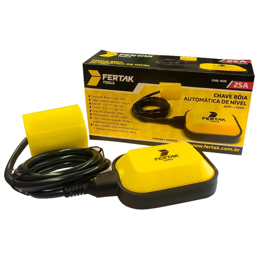 Boia Automática Elétrica 25A Bivolt Regulador Nível Caixa D'água Fertak