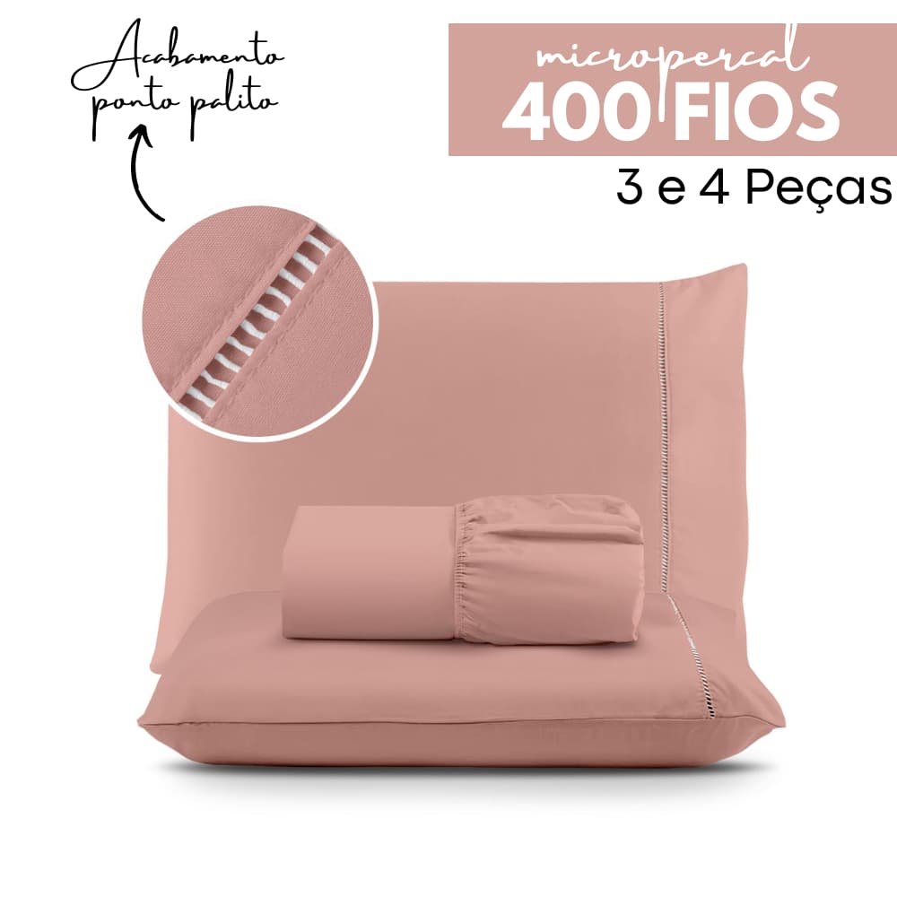 Jogo de Lençol Micropercal Ponto Palito -  3 e 4 Peças - Solteiro - Casal - Queen