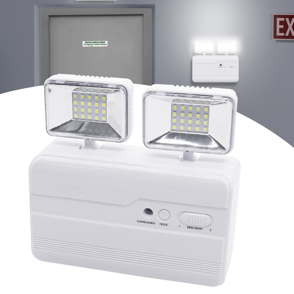 Luminária De Emergência 40leds 2 Faróis Bateria Recarregável Bivolt