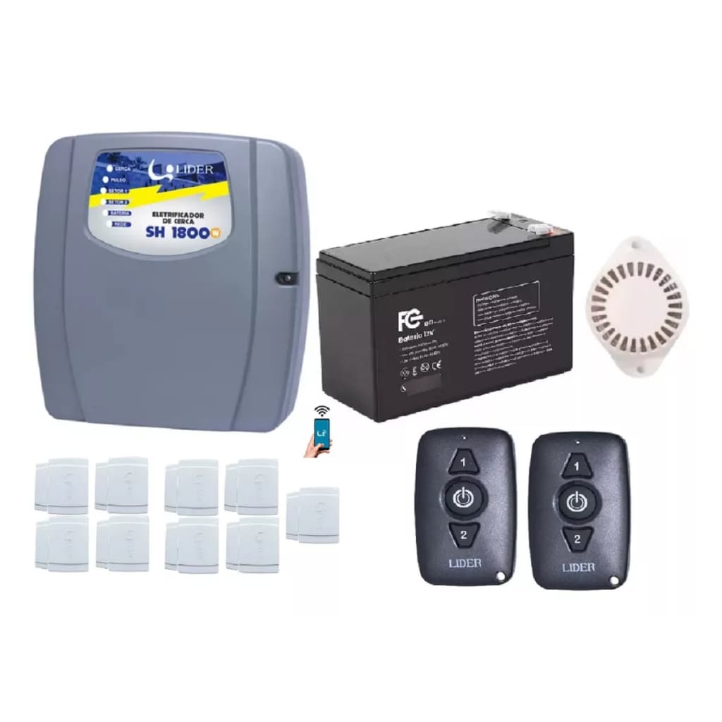 Central Choque Alarme Wifi +9 Sensor+ Bat+ Sir Sh1800w Lider