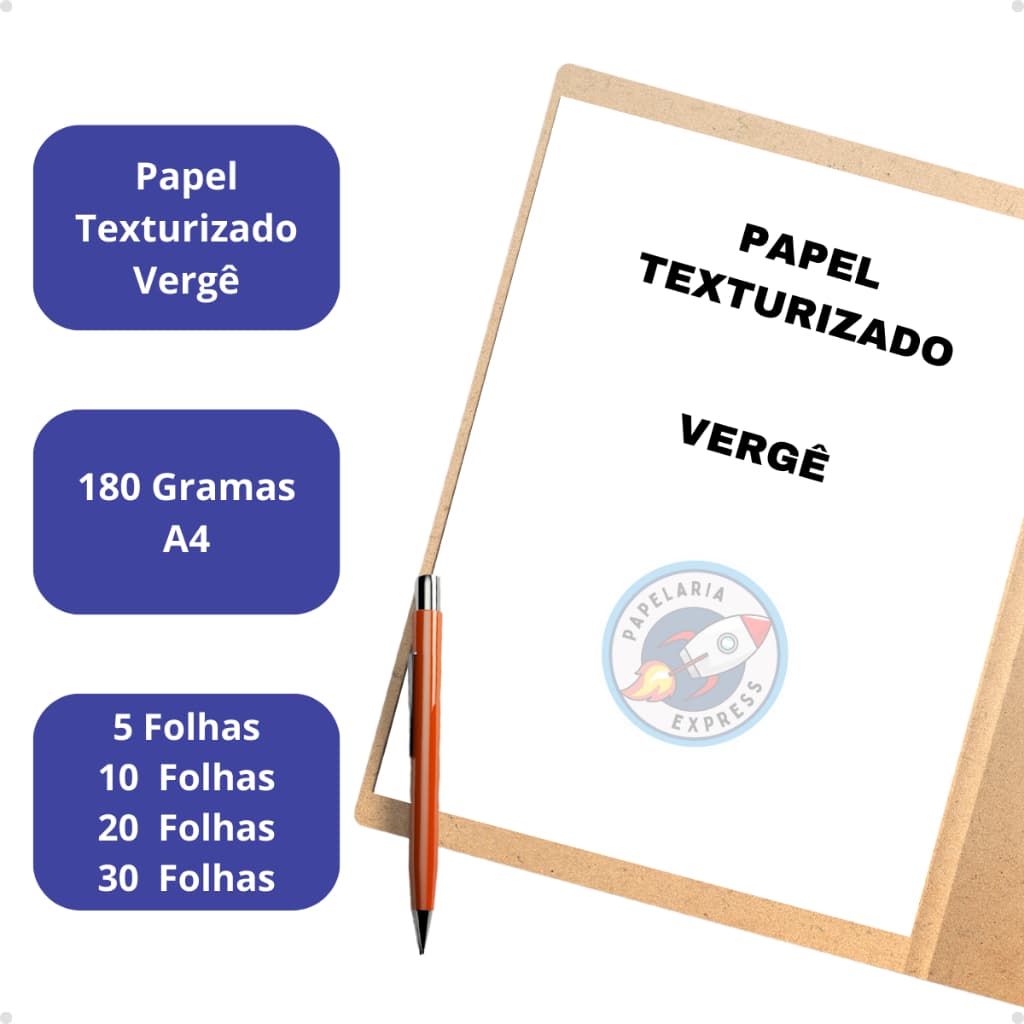 Papel Texturizado Vergê A4 180 gramas 5 - 30 folhas