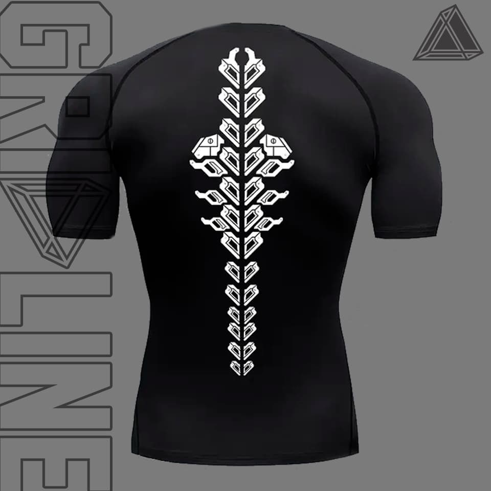 Camiseta Compressão Academia Treino‎ Estilo Dark Coluna Vertebral Cyber Art All