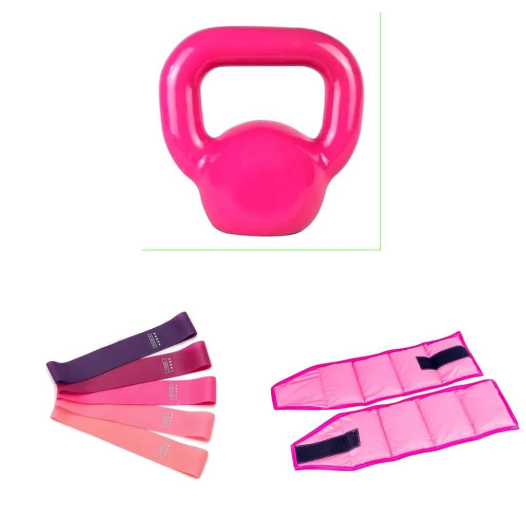 Treino Completo: Kettlebell 4kg + Caneleira 2kg + Theraband Musculação