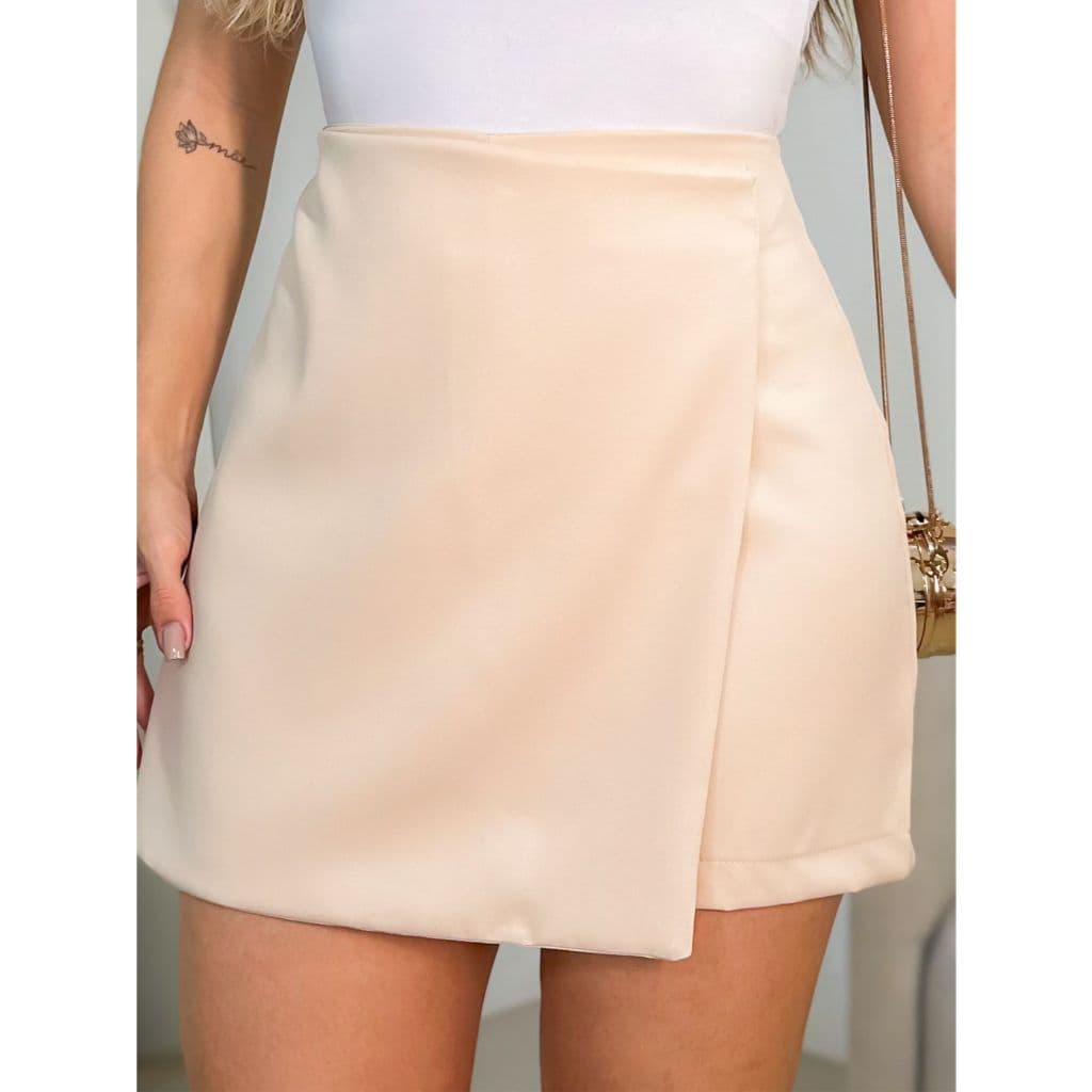 Emili Short Saia Alfaiataria Sofisticado Feminino Coriano Transpassado-S873