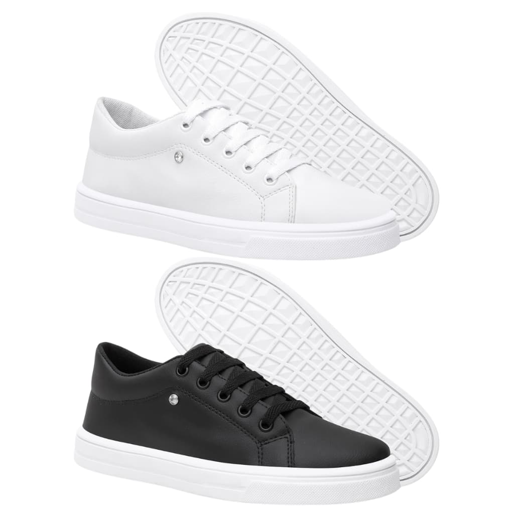 Kit 2 Tênis Feminino Casual Básico Liso Social Confortável