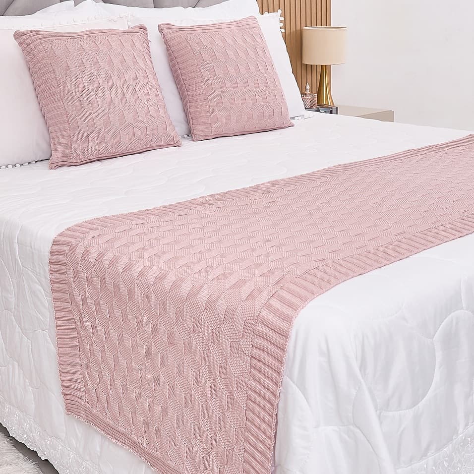 Peseira Manta Tricot Cama Casal Queen King Efeito 3D - SOMENTE A PESEIRA