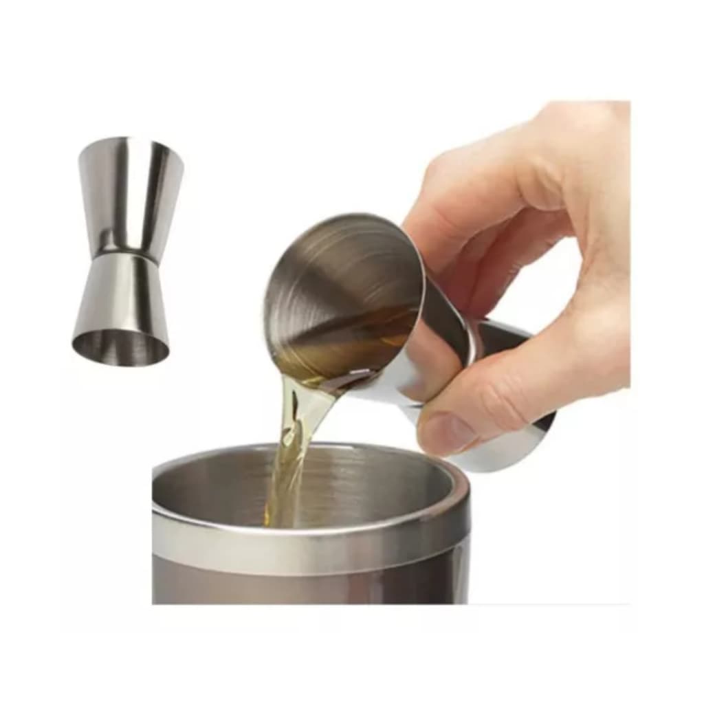 Dosador Duplo Inox Copo Medidor Bebida Drink Bar 25/50ml