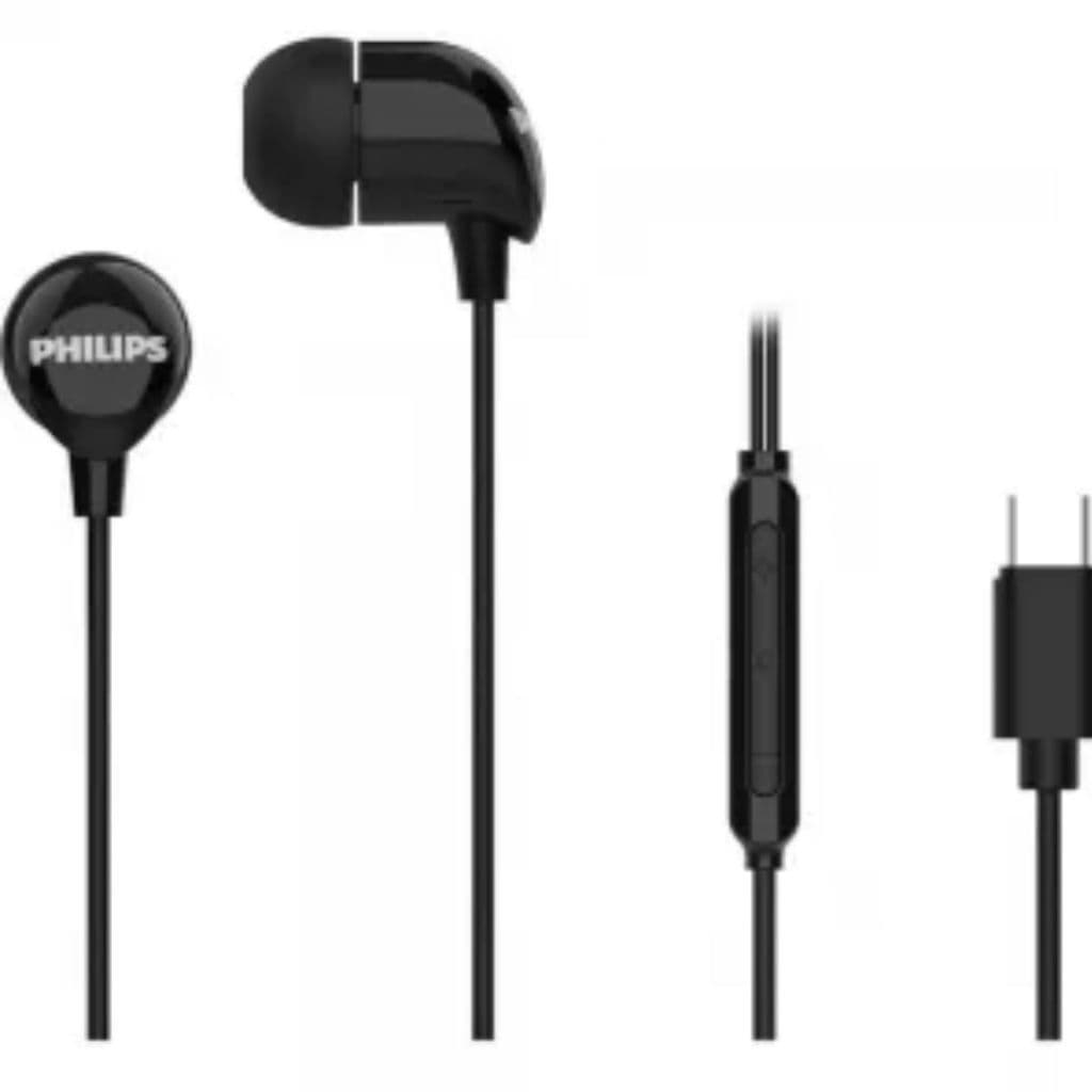Fone de Ouvido Intra Auricular Philips TAE2146BK Tipo C c/Microfone c/Controle volume Preto.