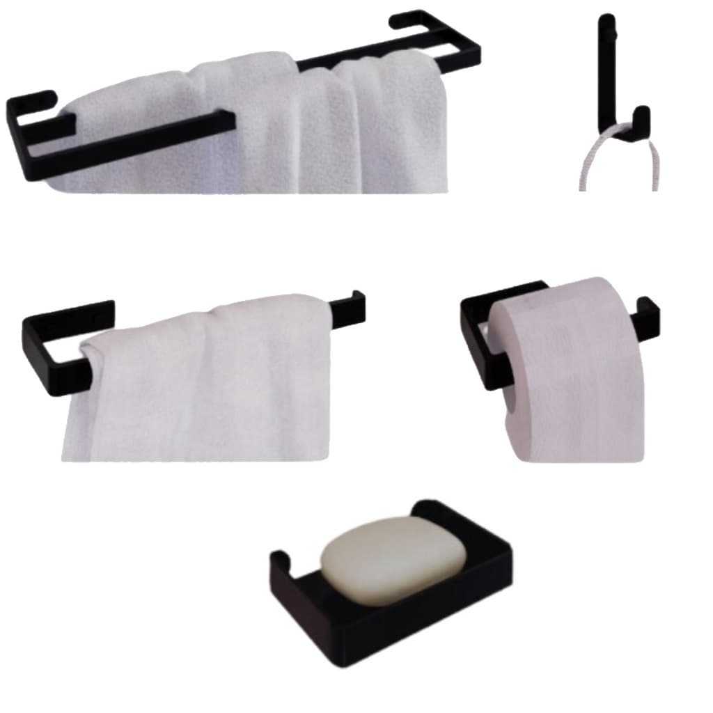 Kit Acessórios Para Banheiro Lavabo 5 Peças Jc Preto