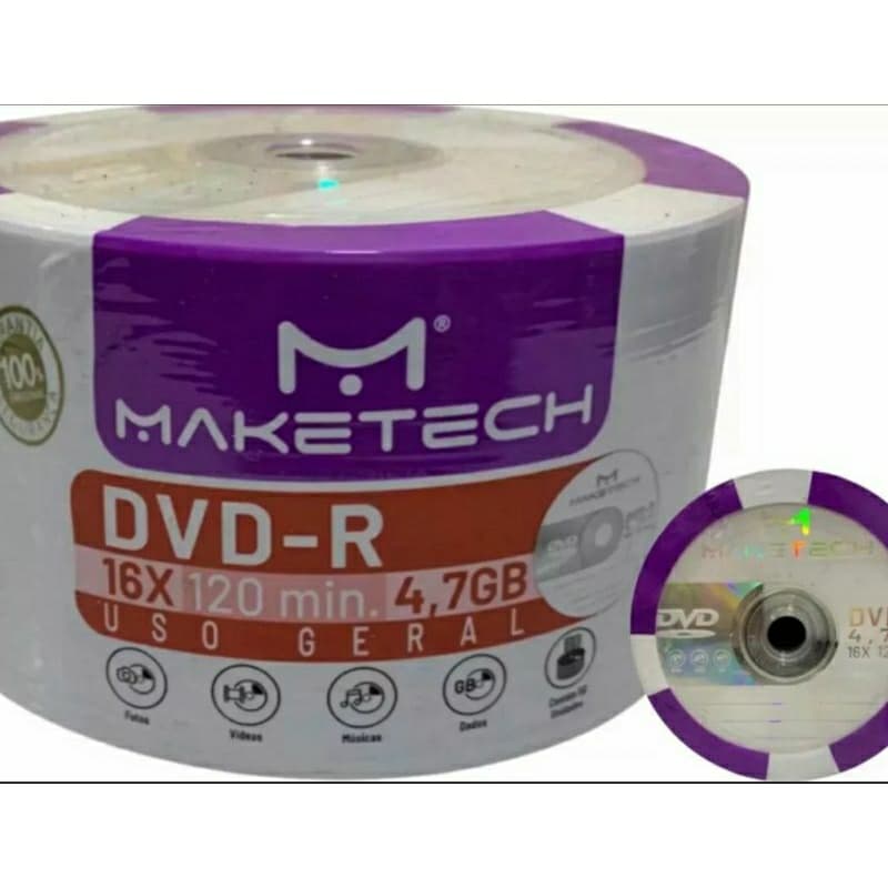 50 DVD-R MAKETECH LOGO 4.7 GB 120 MINUTOS 16X (MANDE IN VIETNÃ)