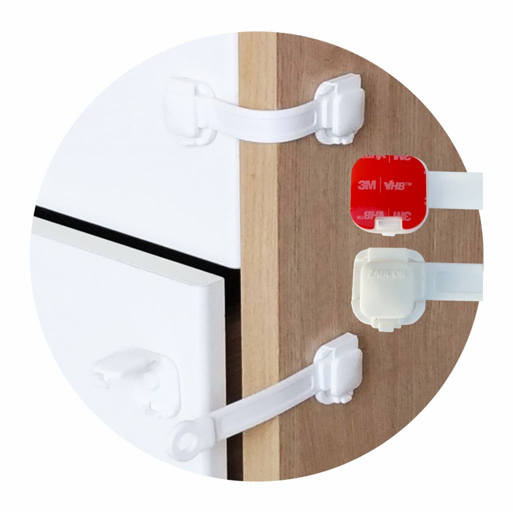 Kit 8 Trava Gaveta Armário Geladeira Porta Vaso Sanitário Protetor Infantil Bebe Branco