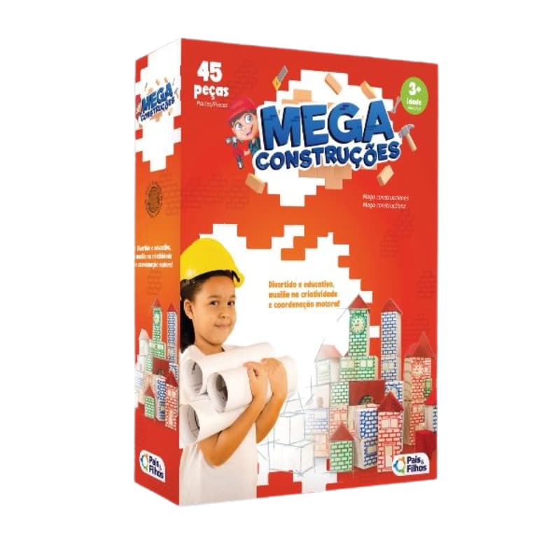 Jogo Mega Construção Divertido e Educativo Com 45 Peças