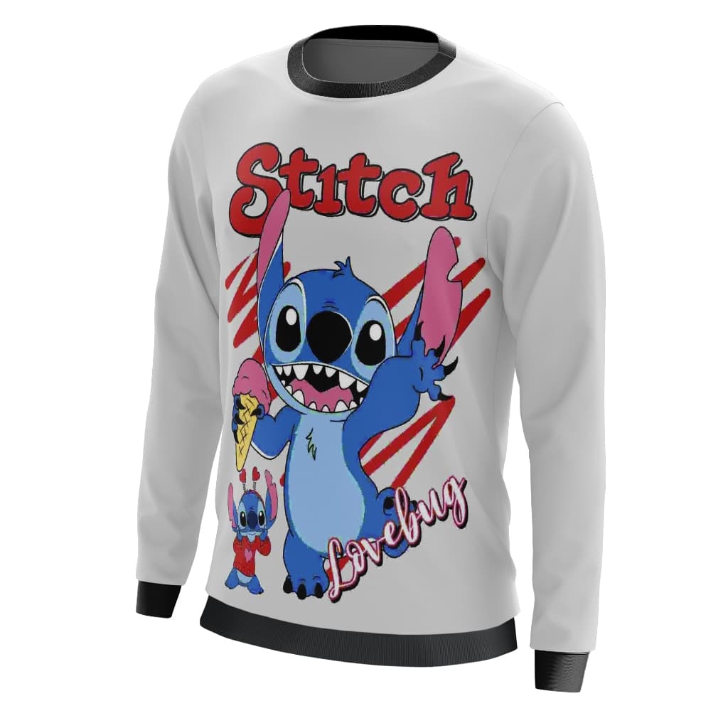 Blusa Moletom Gola Careca Infantil moda kids personagem stitch novidade