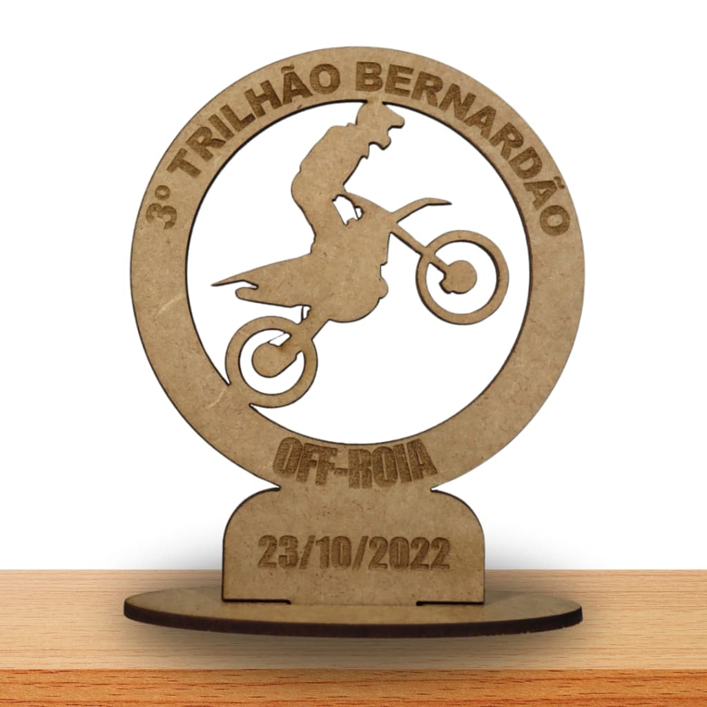 Troféu Corrida Moto-Cross Lembrancinha Personalizada Em Mdf Corte Laser 12 cm 10 Unidades
