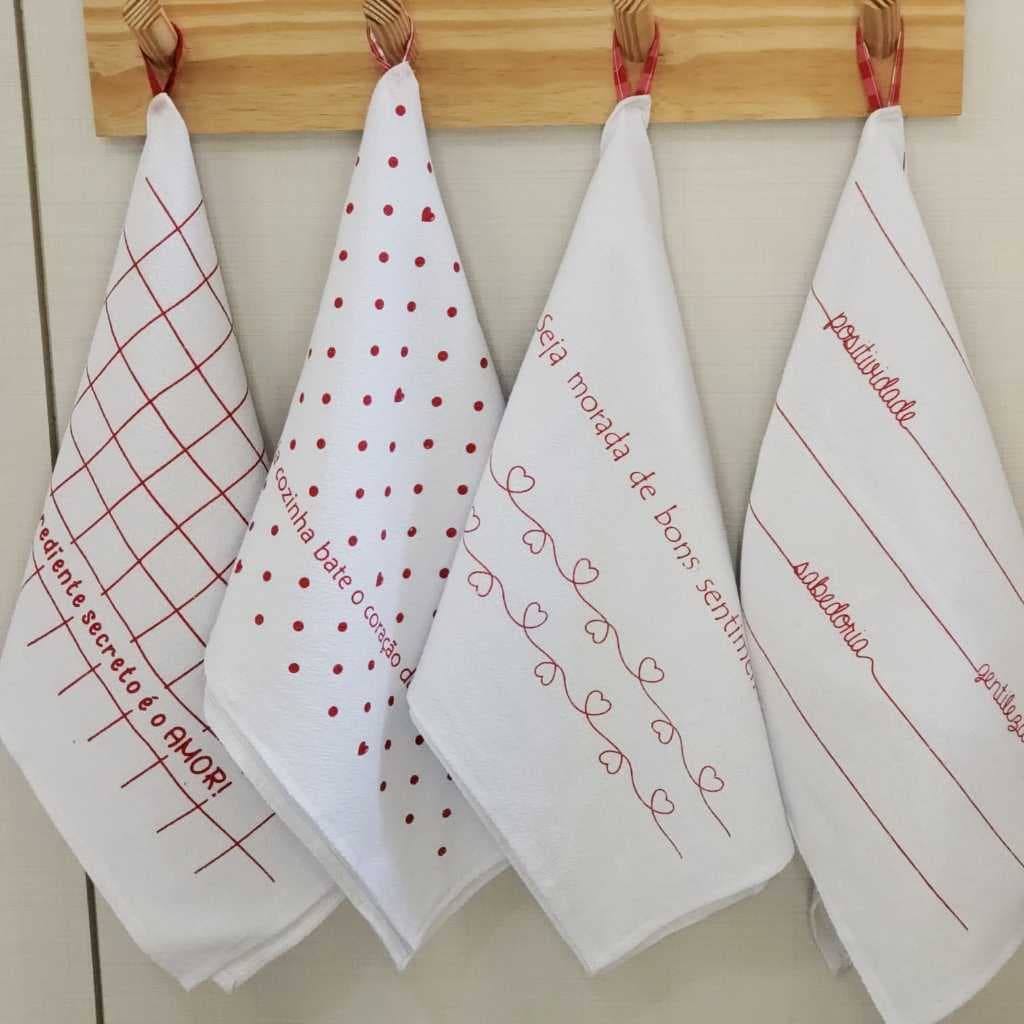 kit 4 panos de prato branco grande pé de galinha, pano de copa, bate mão chique
