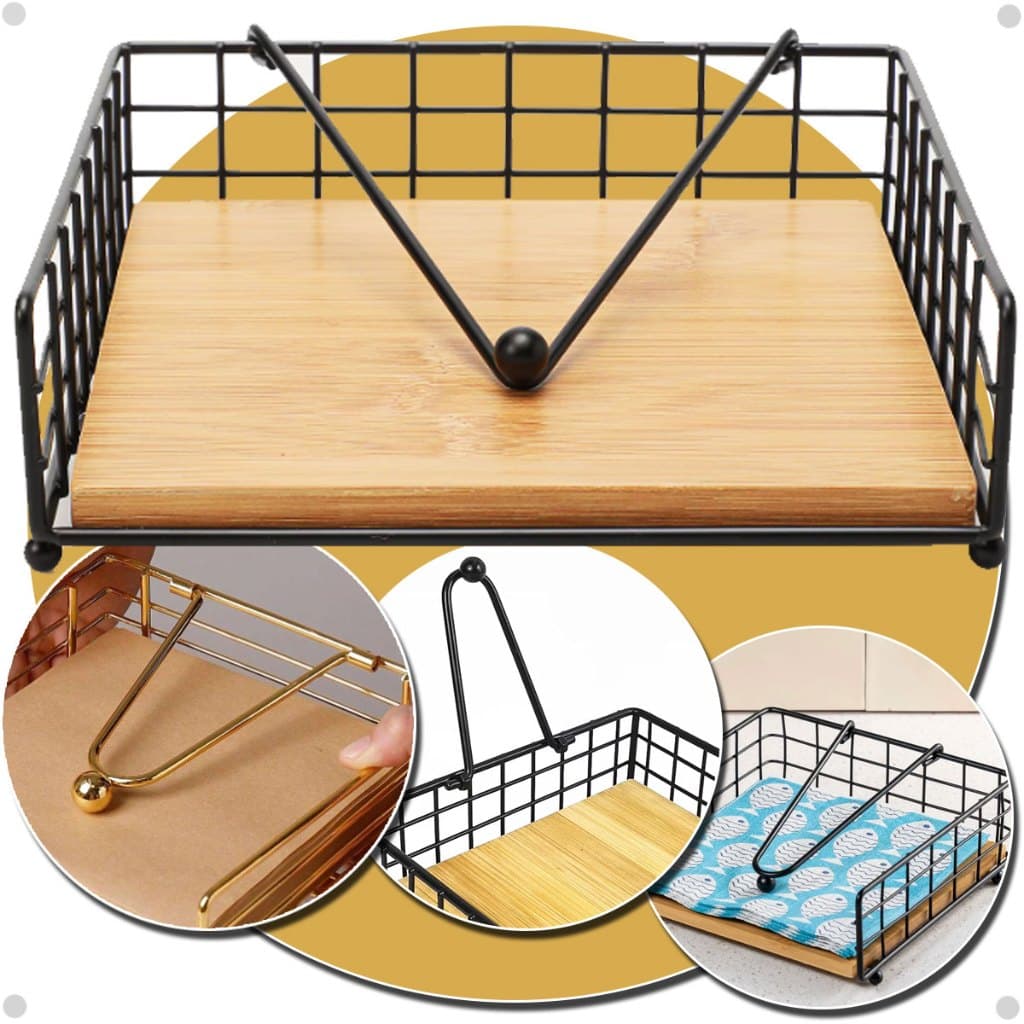 Porta Guardanapos Quadrado luxo metal Bambu Suporte com peso