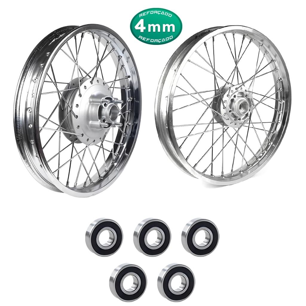 Par Aro Roda Dianteira Traseira Raio 4mm Cg Fan 125 09/18 Dianteira á Disco Com Rolamentos