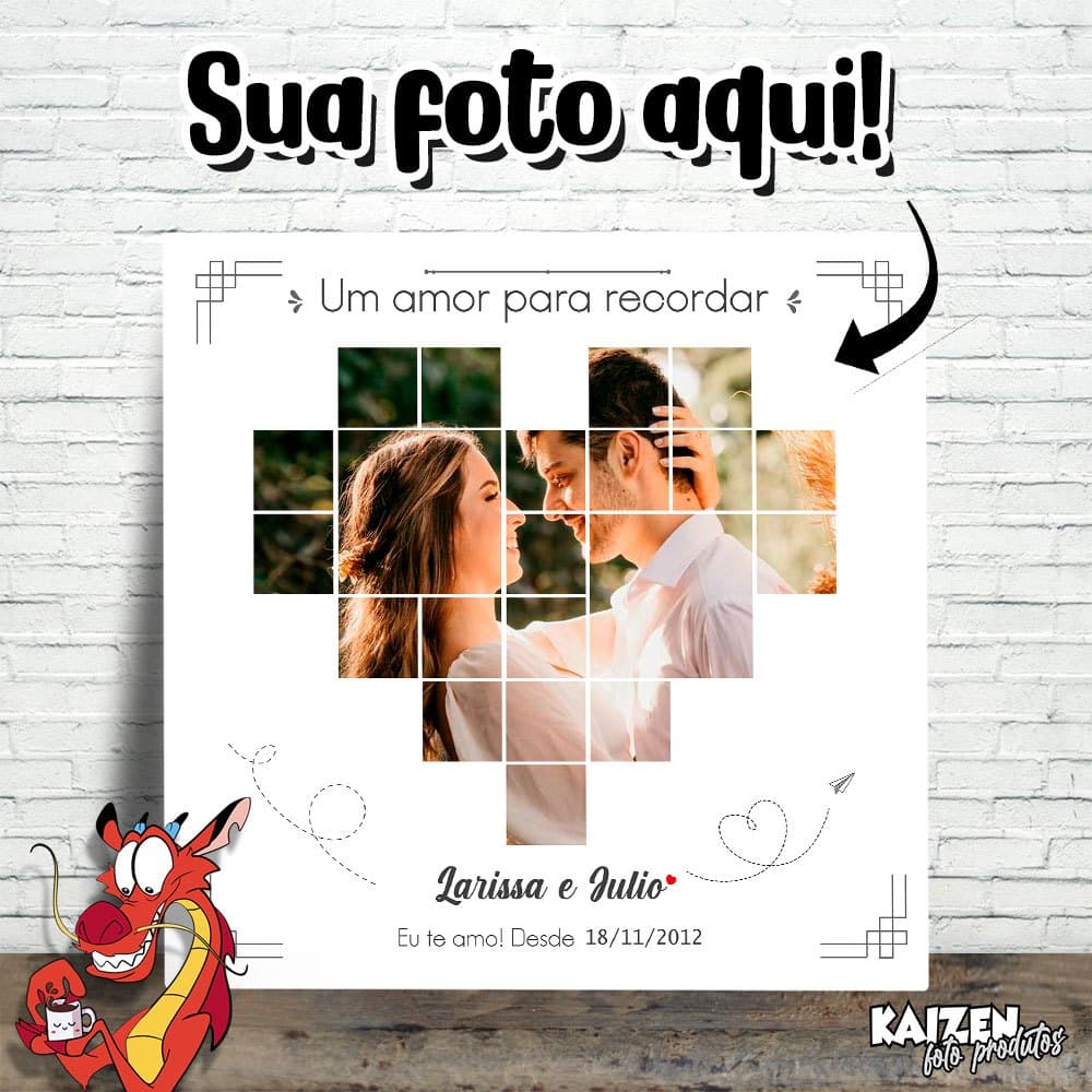 Azulejo Personalizado - Foto do casal, datas e nomes - Sublimação - Cerâmica