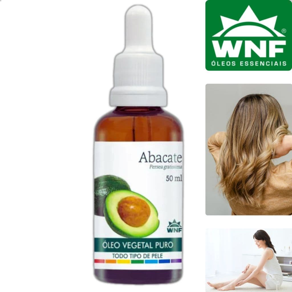 Óleo Vegetal de Abacate 100% Puro para Cabelo Rosto Corpo WNF 50ml