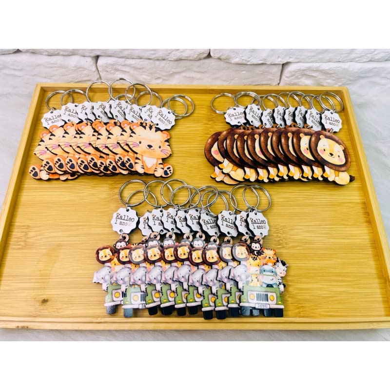 Safari 30 Chaveiros Personalizados Sortido - MDF brilhoso