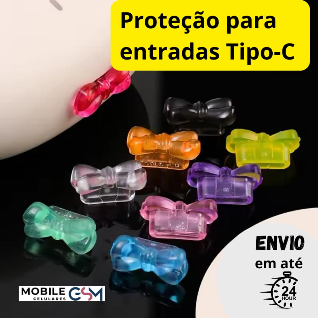Plugs protetor Tampa Entrada USB C ANTI POEIRA KIT - Silicone Laço Variedade
